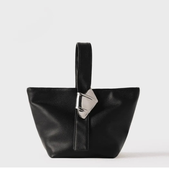 NEW! Merit x Brandon Maxwell Black Leather Bag Pouch Handbag Clutch - Picture 3 of 9